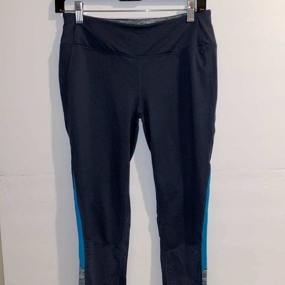 Tangerine Women's Multicolor Colorblock Mesh Trim Athletic Ankle Leggings Small